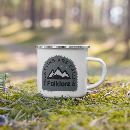 Mountains Are Calling Gray Enamel Mug