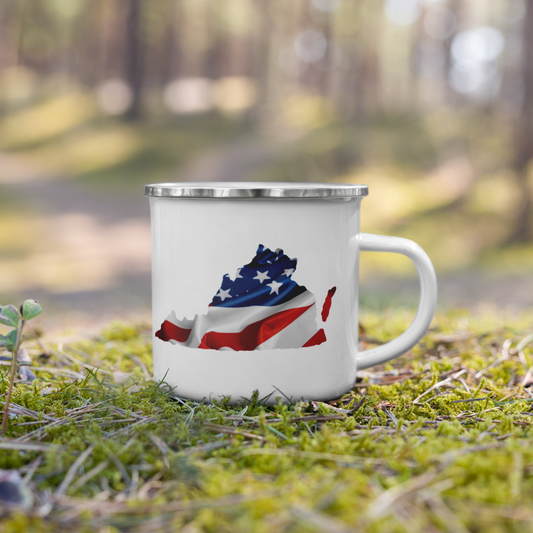 VA American Flag Enamel Mug