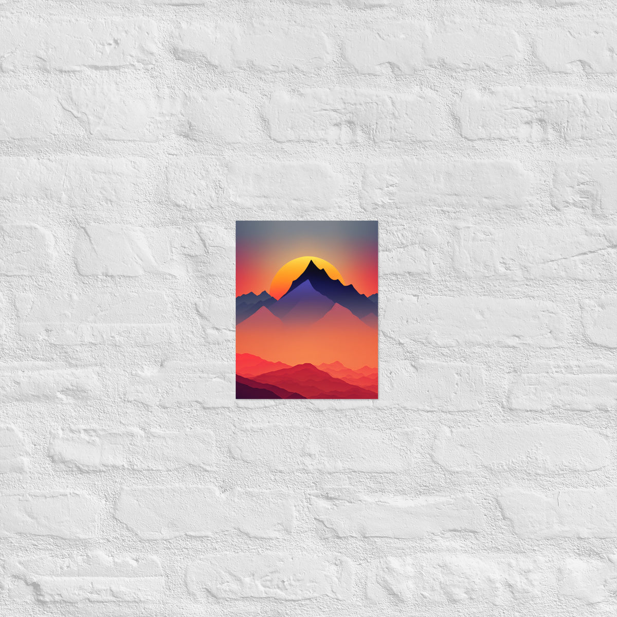 Sunset Silhouette Mountain Premium Art Print