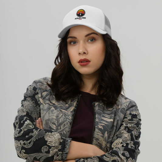 Folklore USA Camp Life Orange Trucker Cap (White)