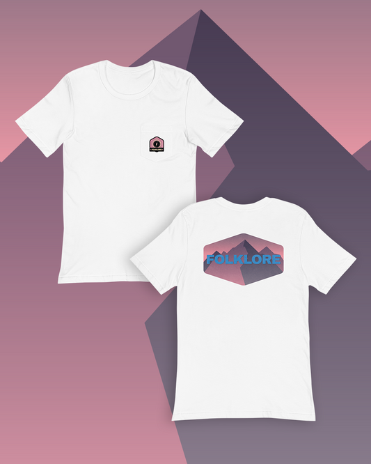 Outdoor Adventure Unisex Pocket Tee (Pink Mountains)