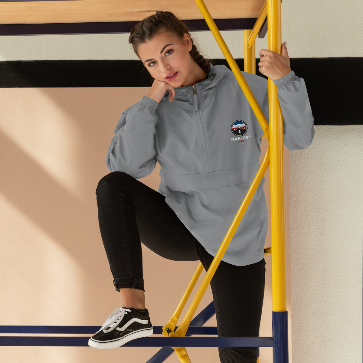 Folklore Embroidered Champion Packable Jacket