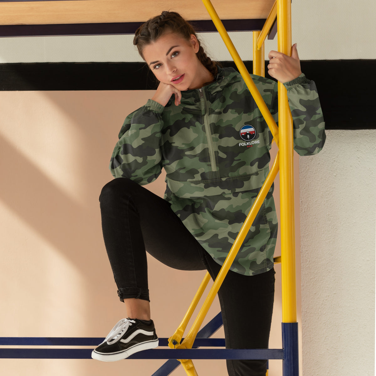 Folklore Embroidered Champion Packable Jacket