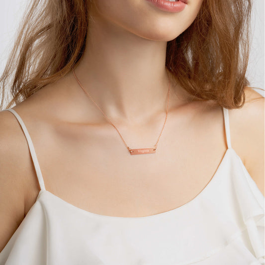 Virginia Engraved Bar Chain Necklace