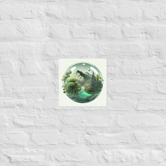 Mountain Forest Globe Premium Art Print