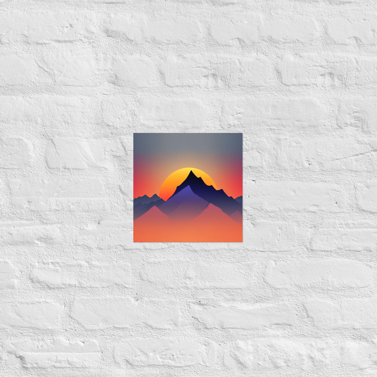 Sunset Silhouette Mountain Premium Art Print