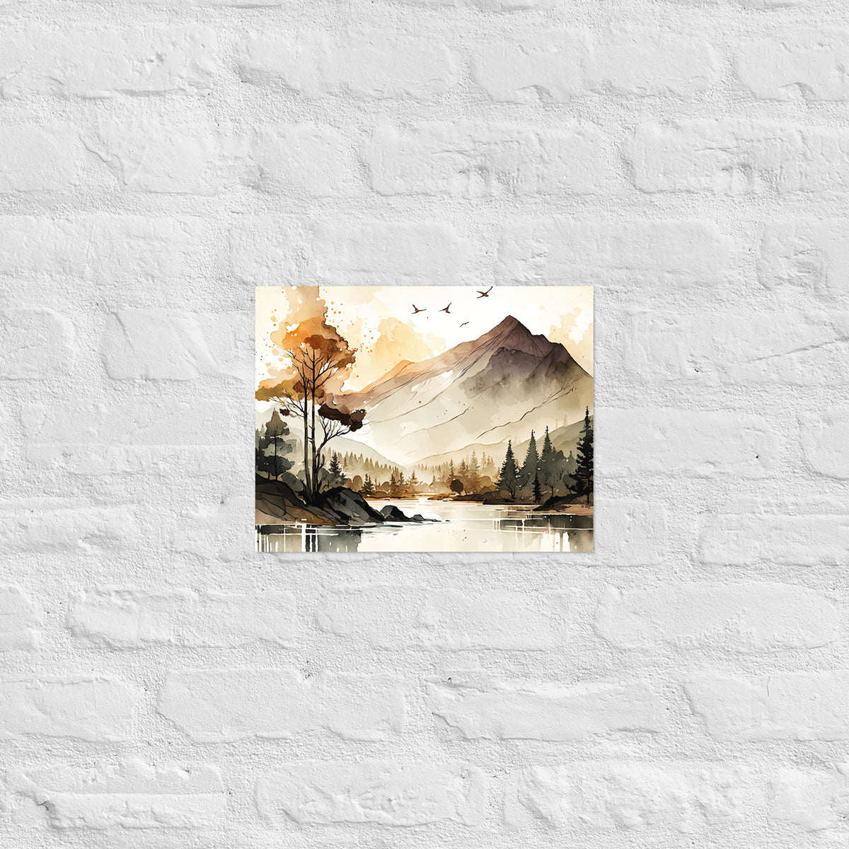 Mountain Lake Watercolor Premium Print