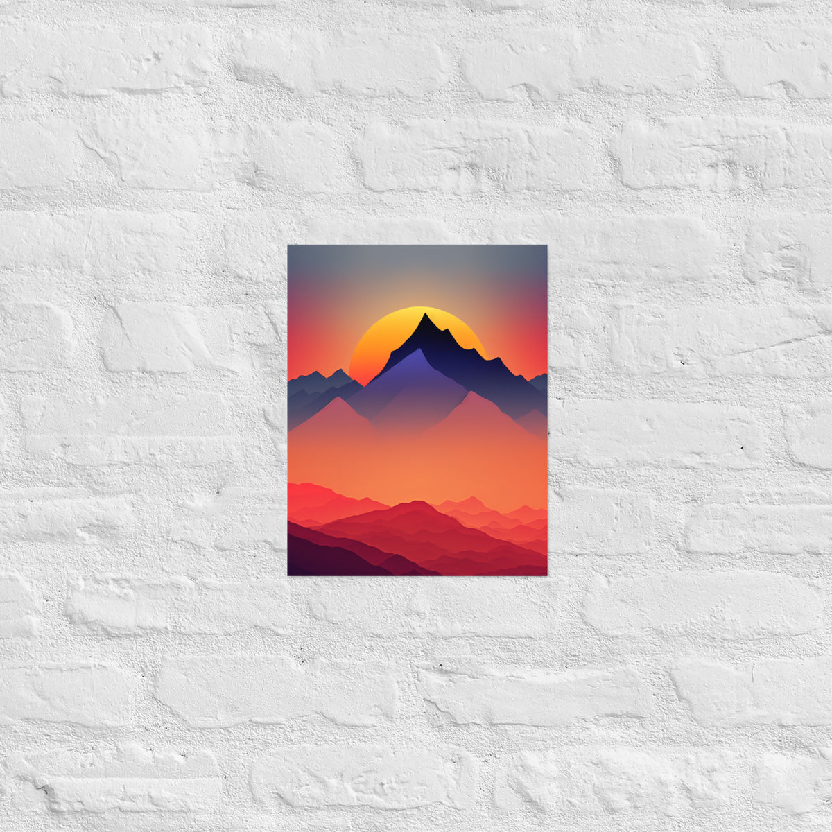Sunset Silhouette Mountain Premium Art Print