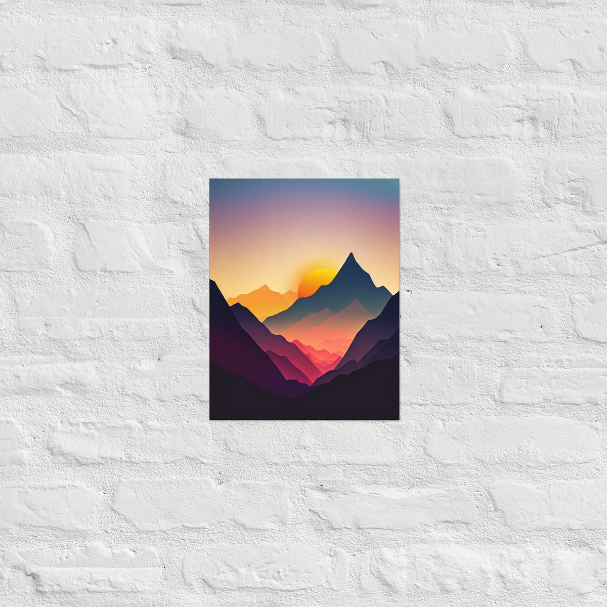 Sunset Silhouette Mountain Range Premium Art Print