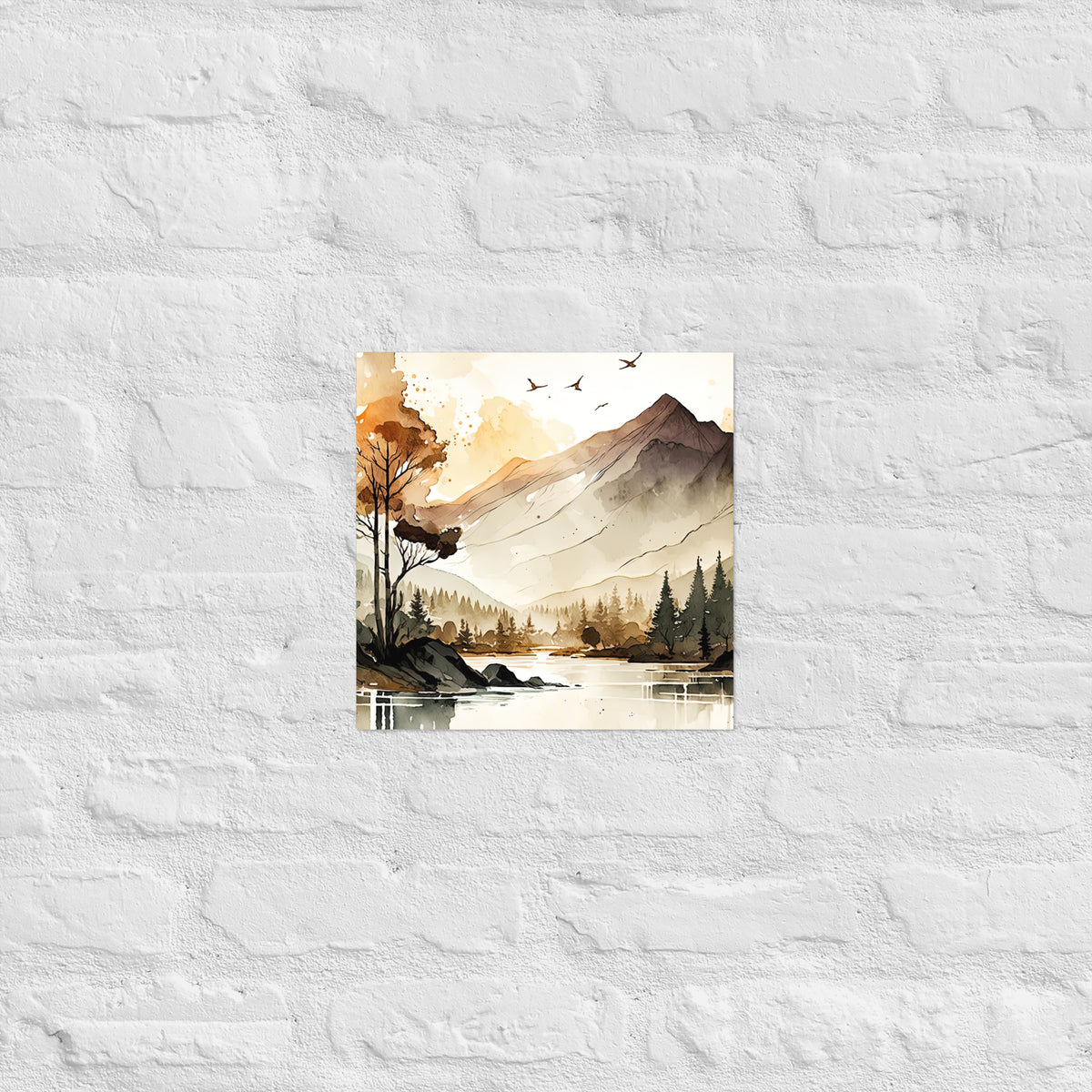 Mountain Lake Watercolor Premium Print
