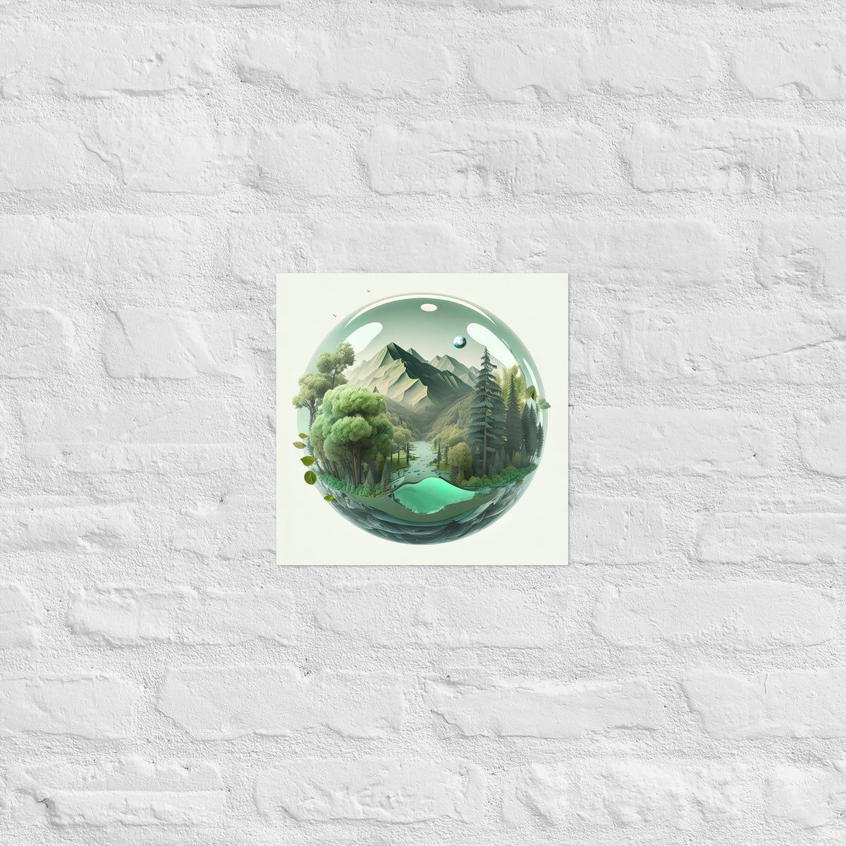 Mountain Forest Globe Premium Art Print
