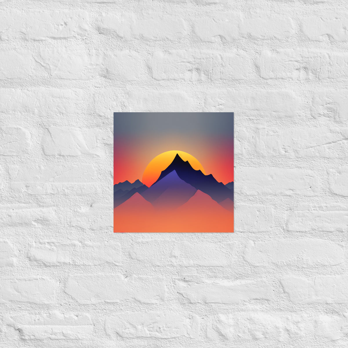 Sunset Silhouette Mountain Premium Art Print