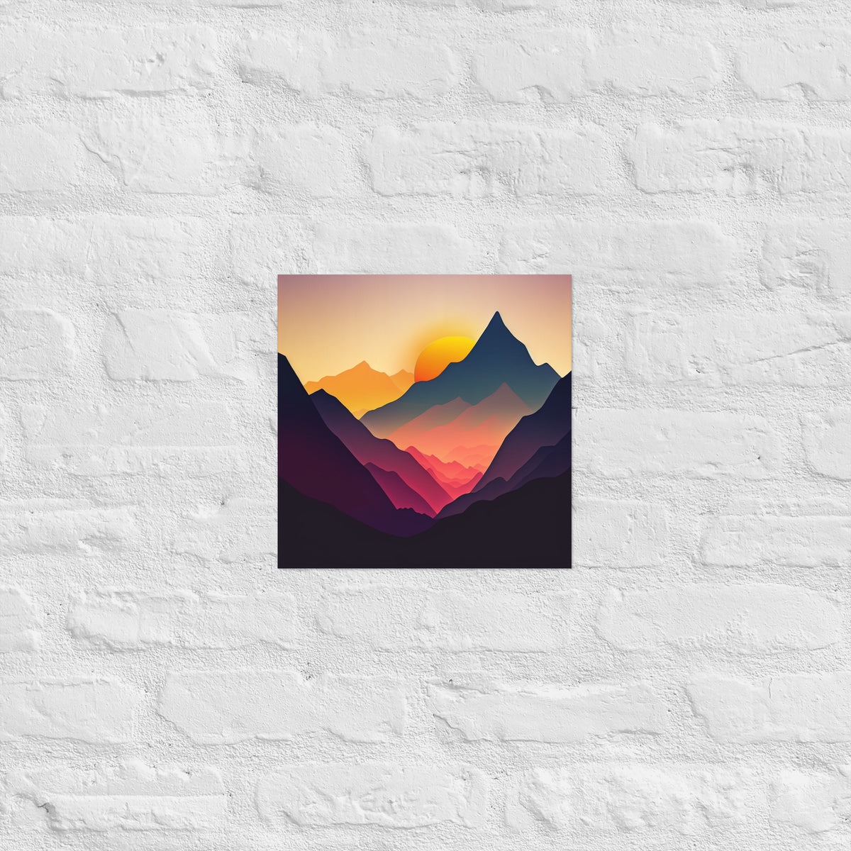 Sunset Silhouette Mountain Range Premium Art Print