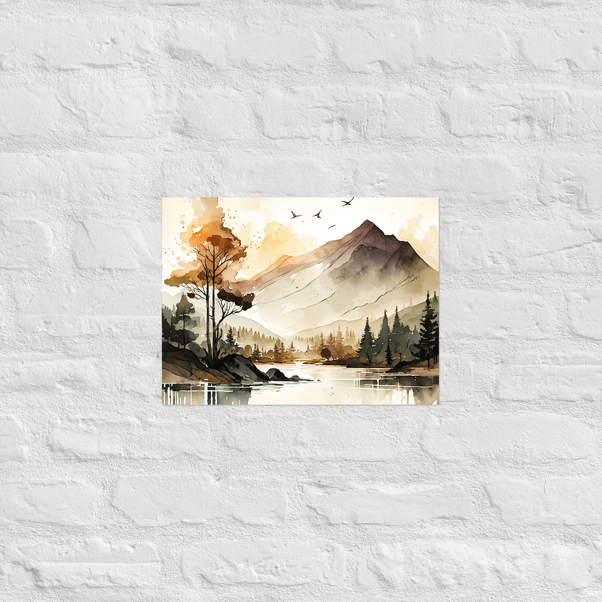 Mountain Lake Watercolor Premium Print