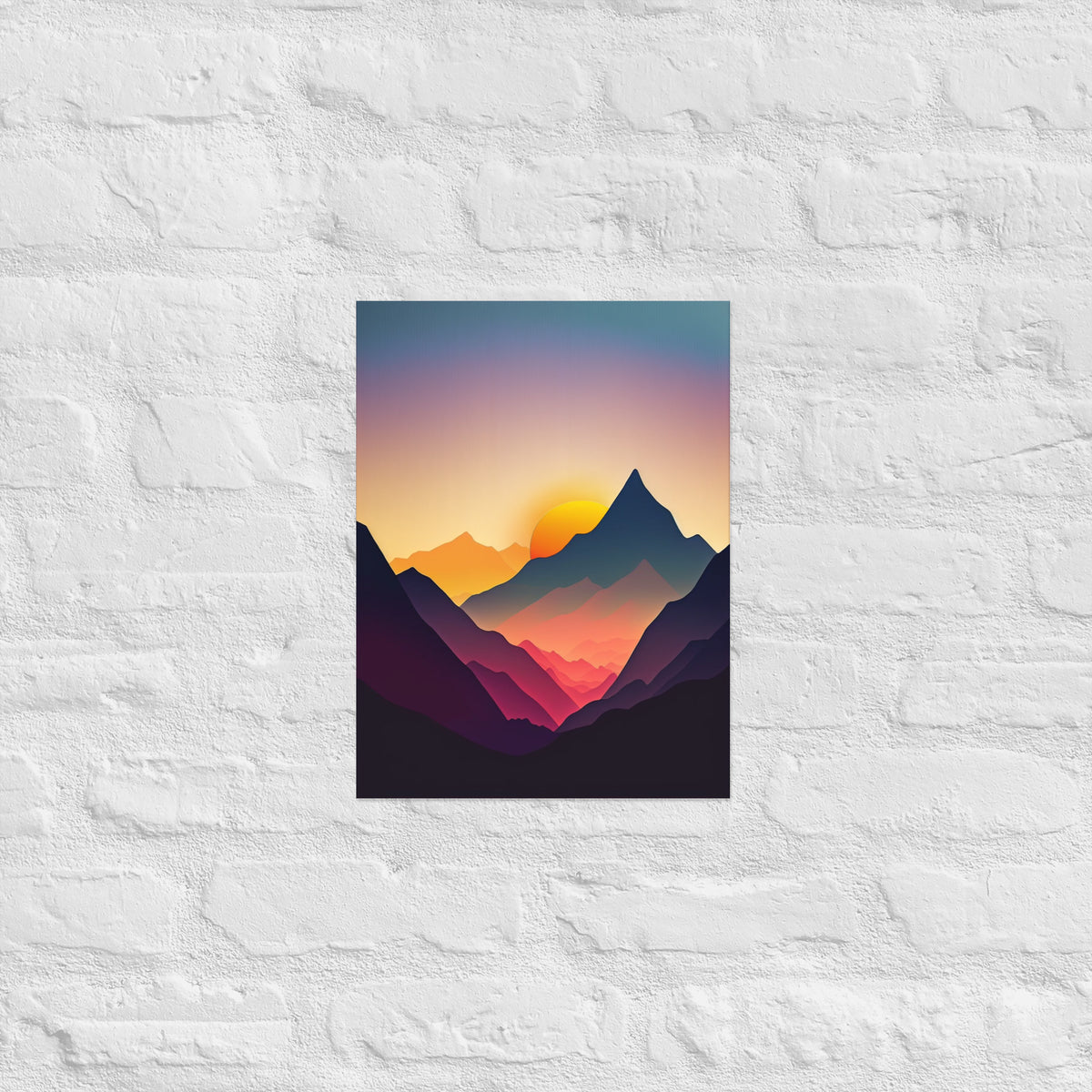 Sunset Silhouette Mountain Range Premium Art Print