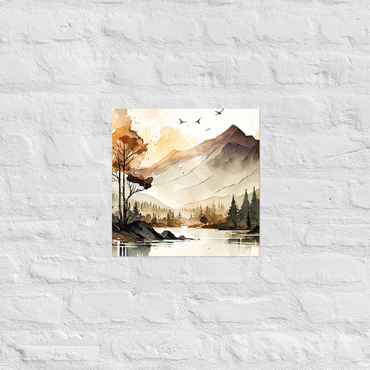 Mountain Lake Watercolor Premium Print