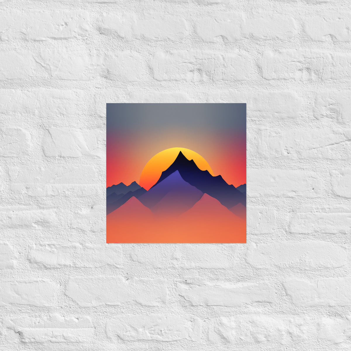 Sunset Silhouette Mountain Premium Art Print