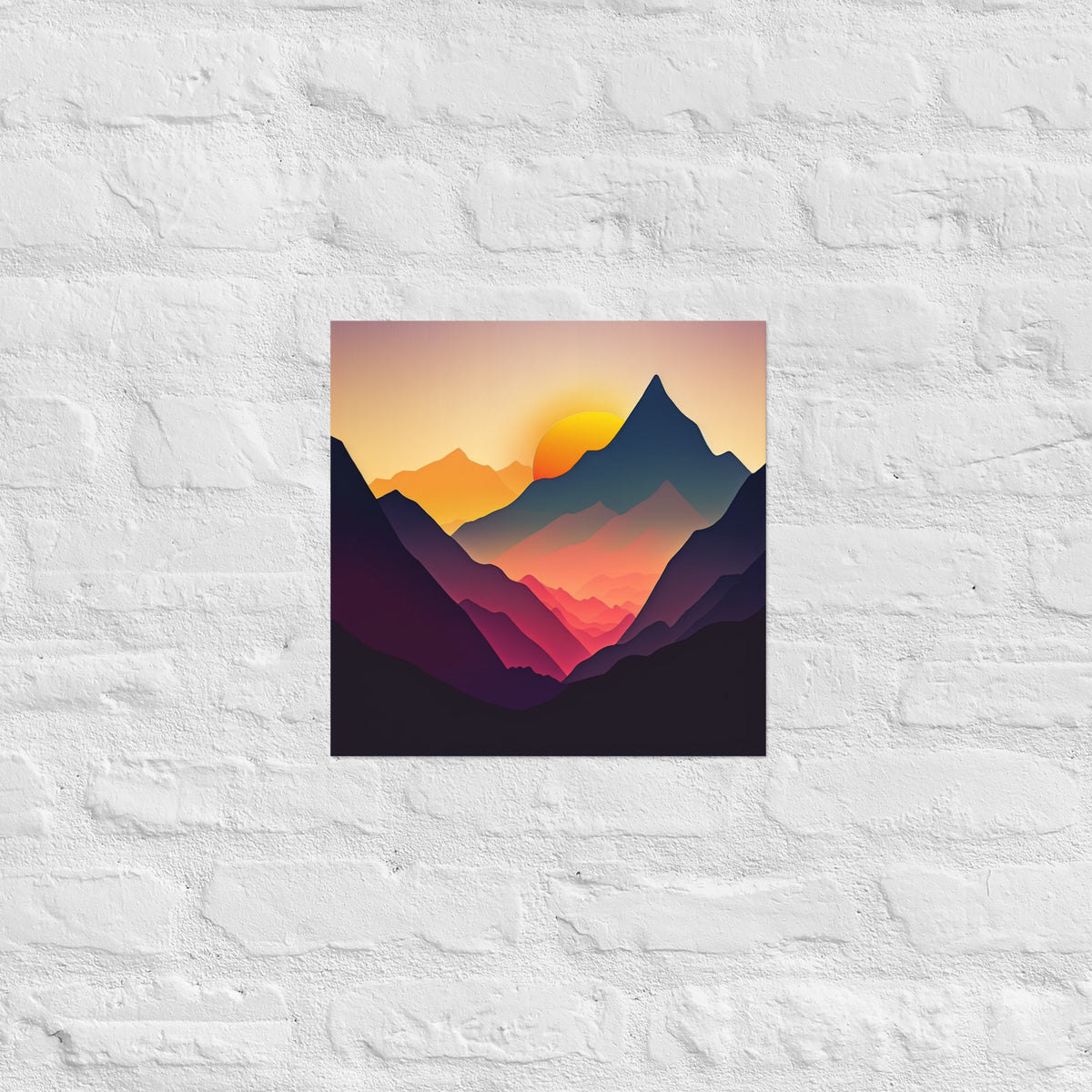 Sunset Silhouette Mountain Range Premium Art Print