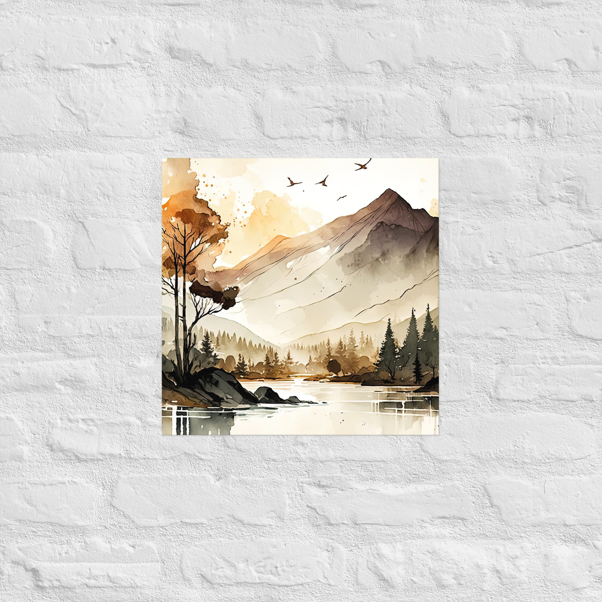 Mountain Lake Watercolor Premium Print