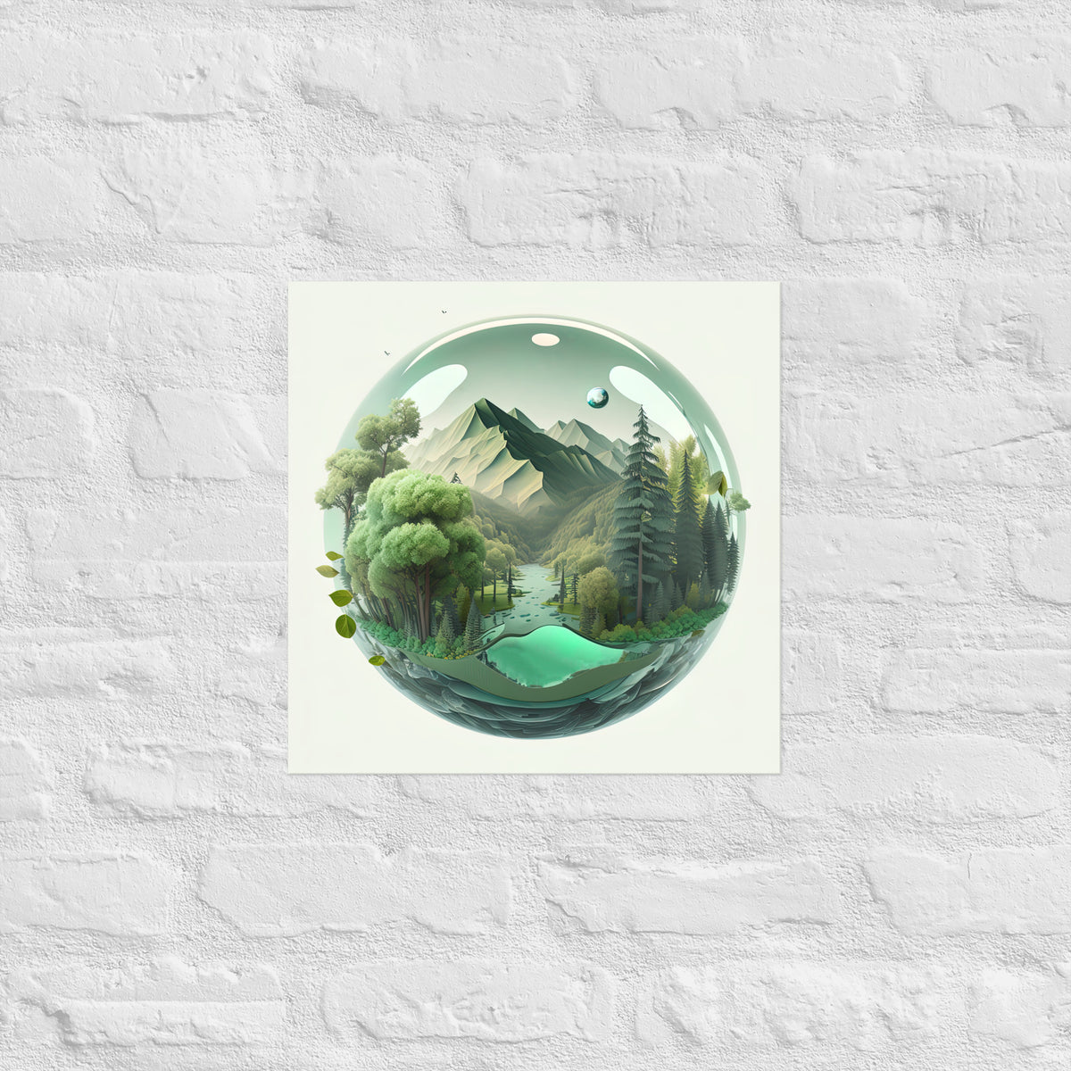 Mountain Forest Globe Premium Art Print