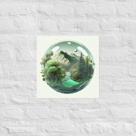 Mountain Forest Globe Premium Art Print