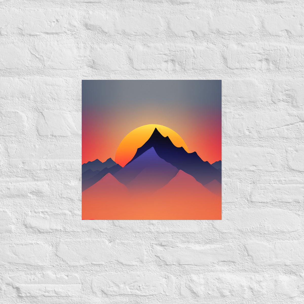 Sunset Silhouette Mountain Premium Art Print