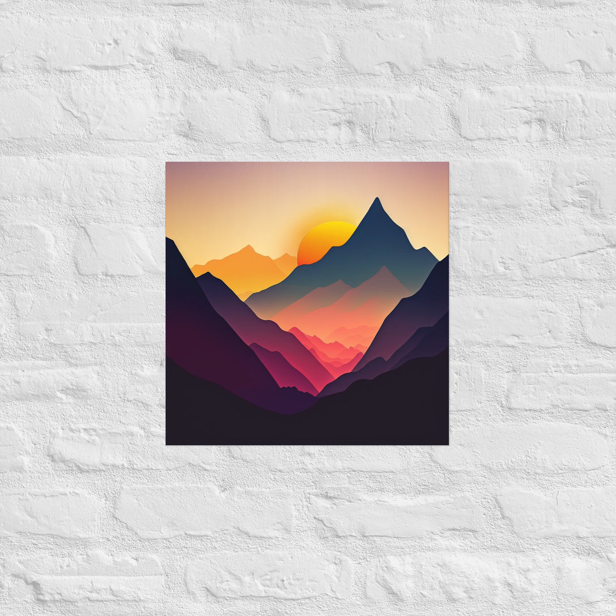 Sunset Silhouette Mountain Range Premium Art Print