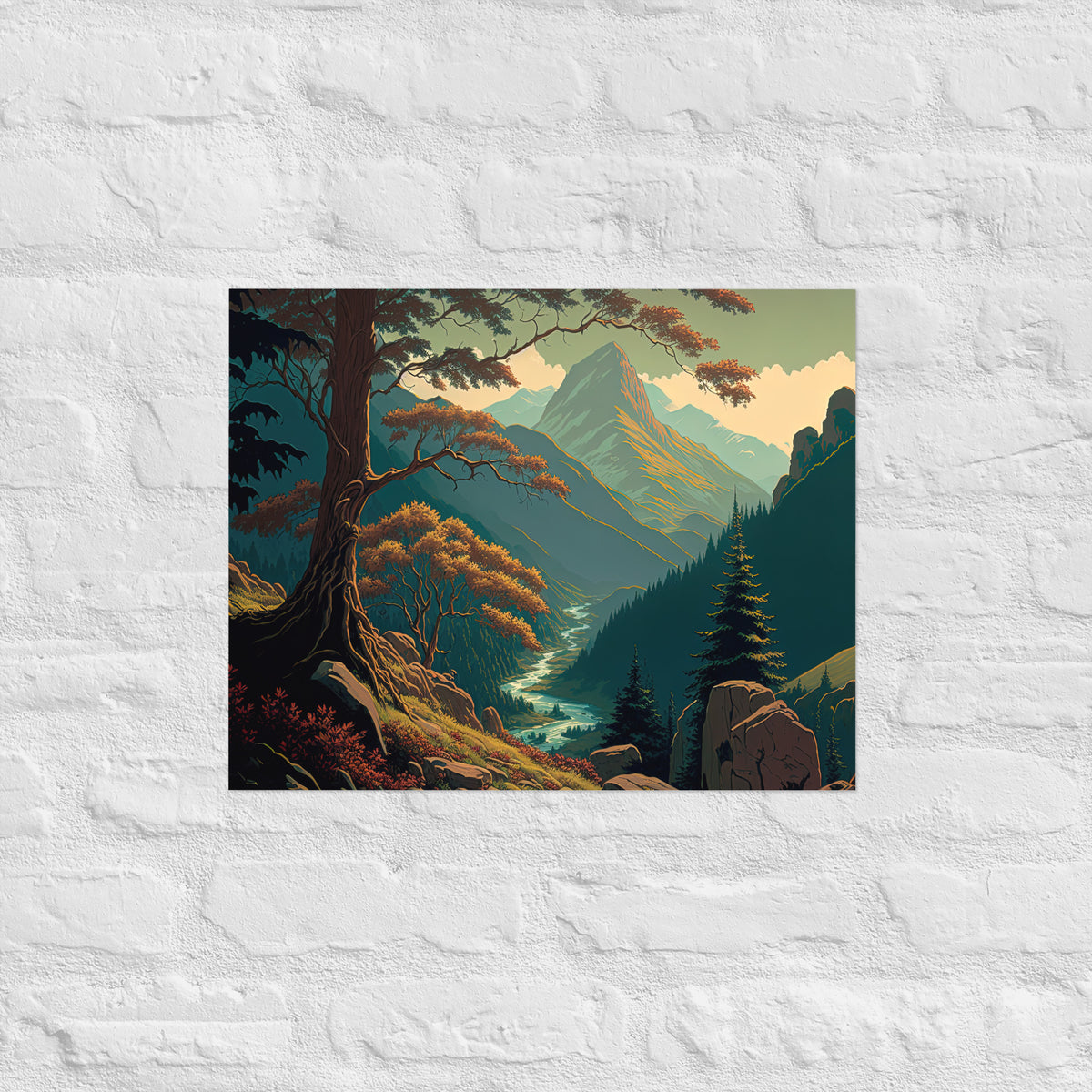 Mountain River Valley Premium Print
