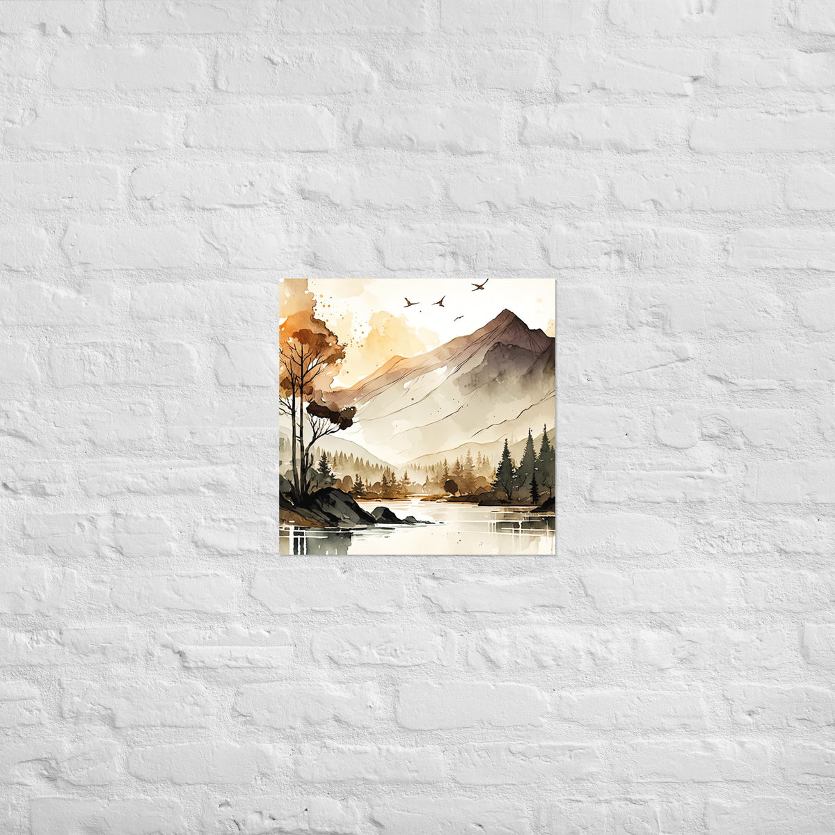 Mountain Lake Watercolor Premium Print