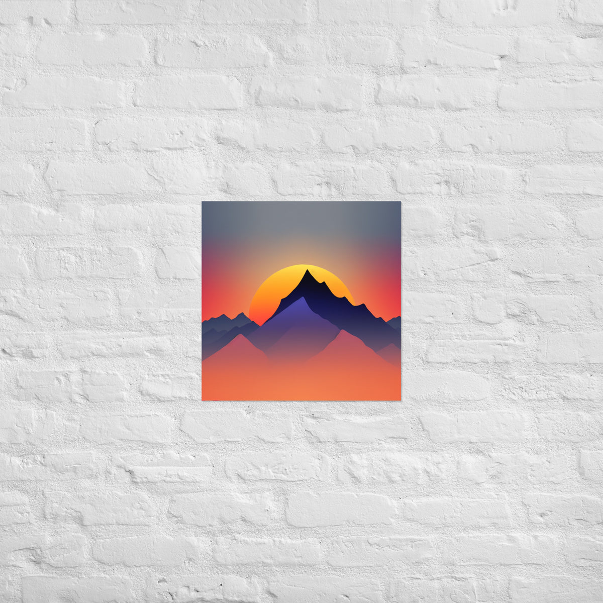 Sunset Silhouette Mountain Premium Art Print