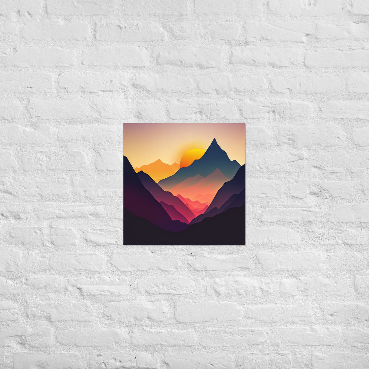 Sunset Silhouette Mountain Range Premium Art Print