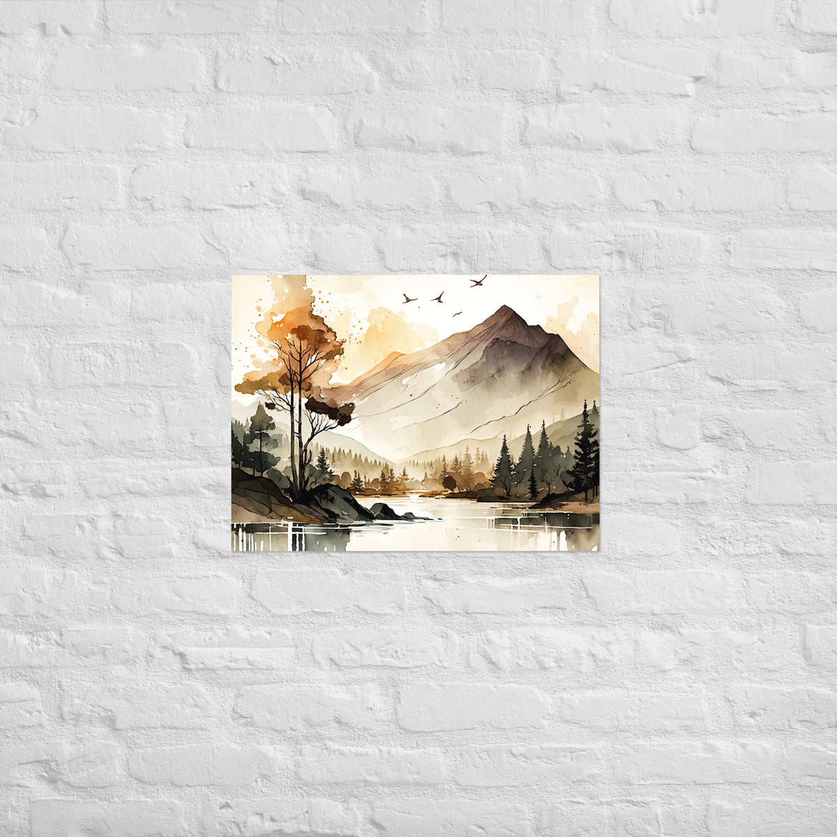 Mountain Lake Watercolor Premium Print