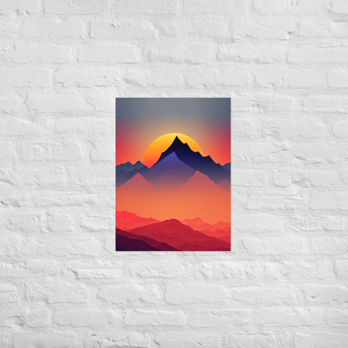 Sunset Silhouette Mountain Premium Art Print
