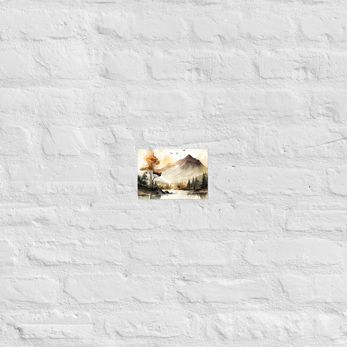 Mountain Lake Watercolor Premium Print