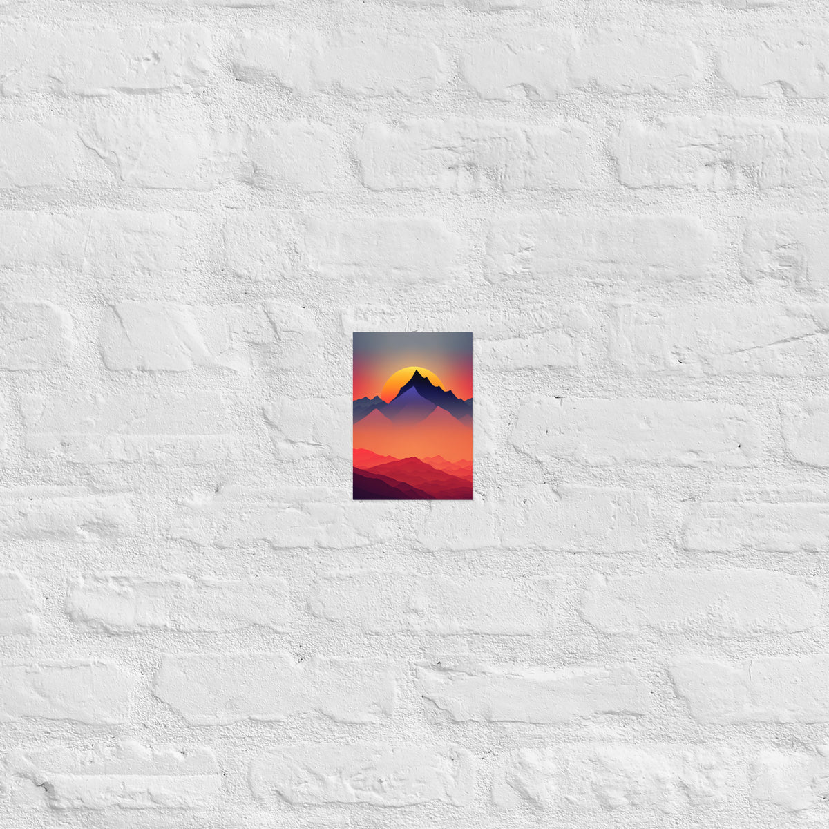 Sunset Silhouette Mountain Premium Art Print