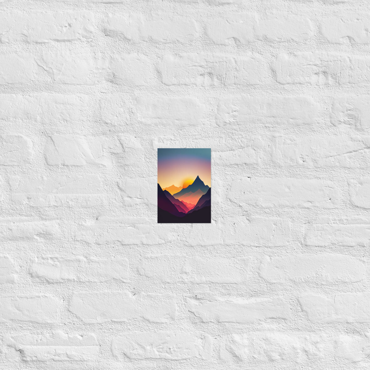 Sunset Silhouette Mountain Range Premium Art Print