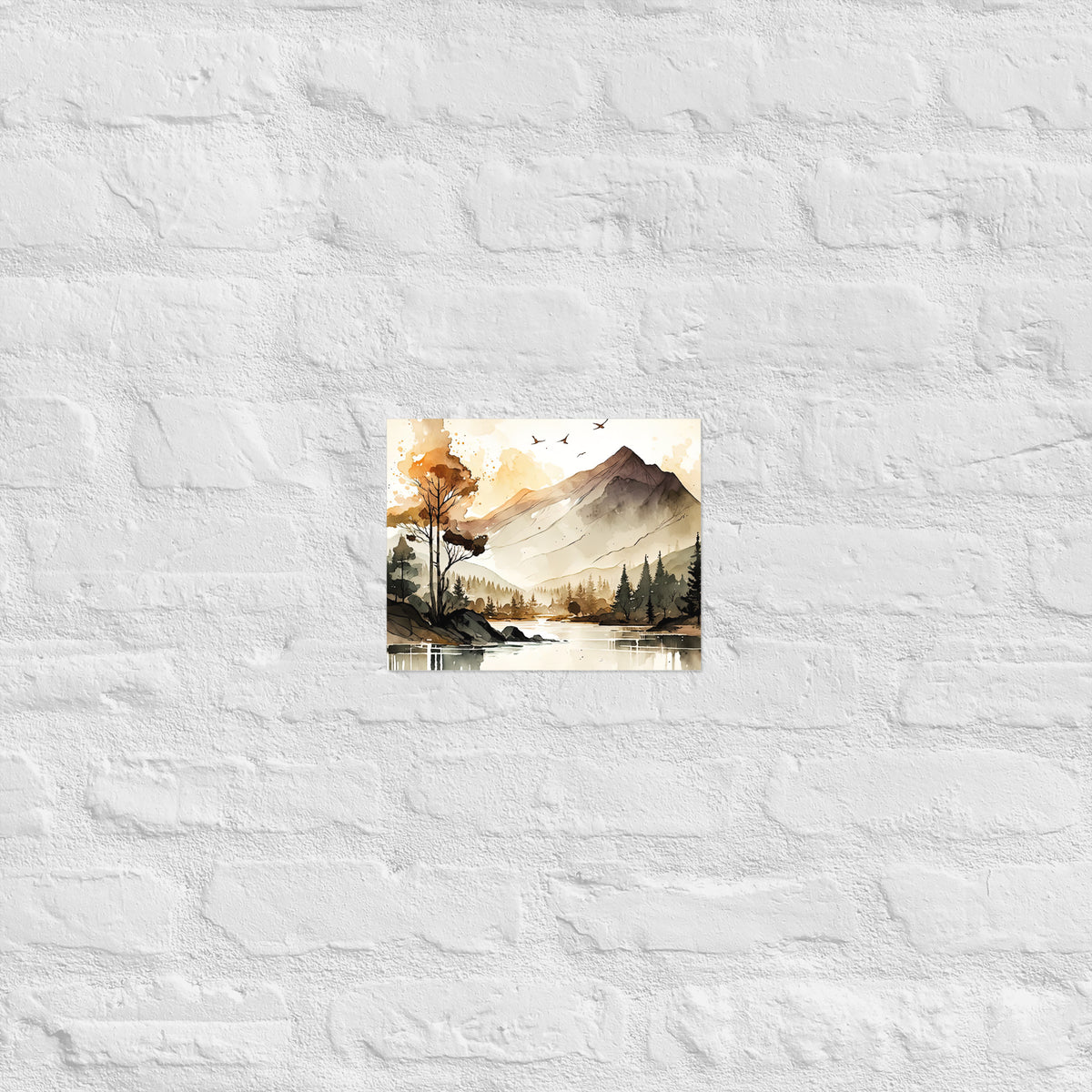 Mountain Lake Watercolor Premium Print