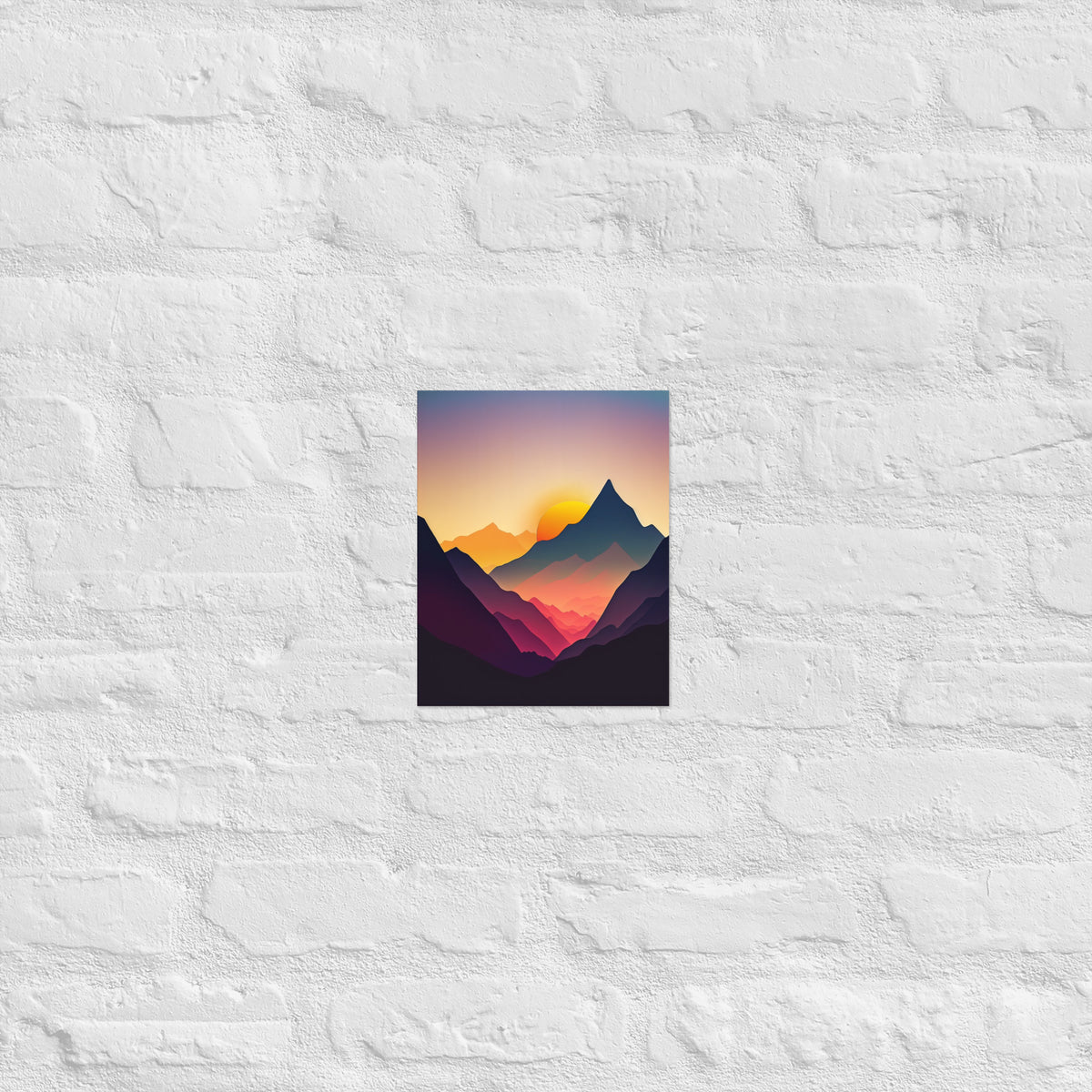 Sunset Silhouette Mountain Range Premium Art Print