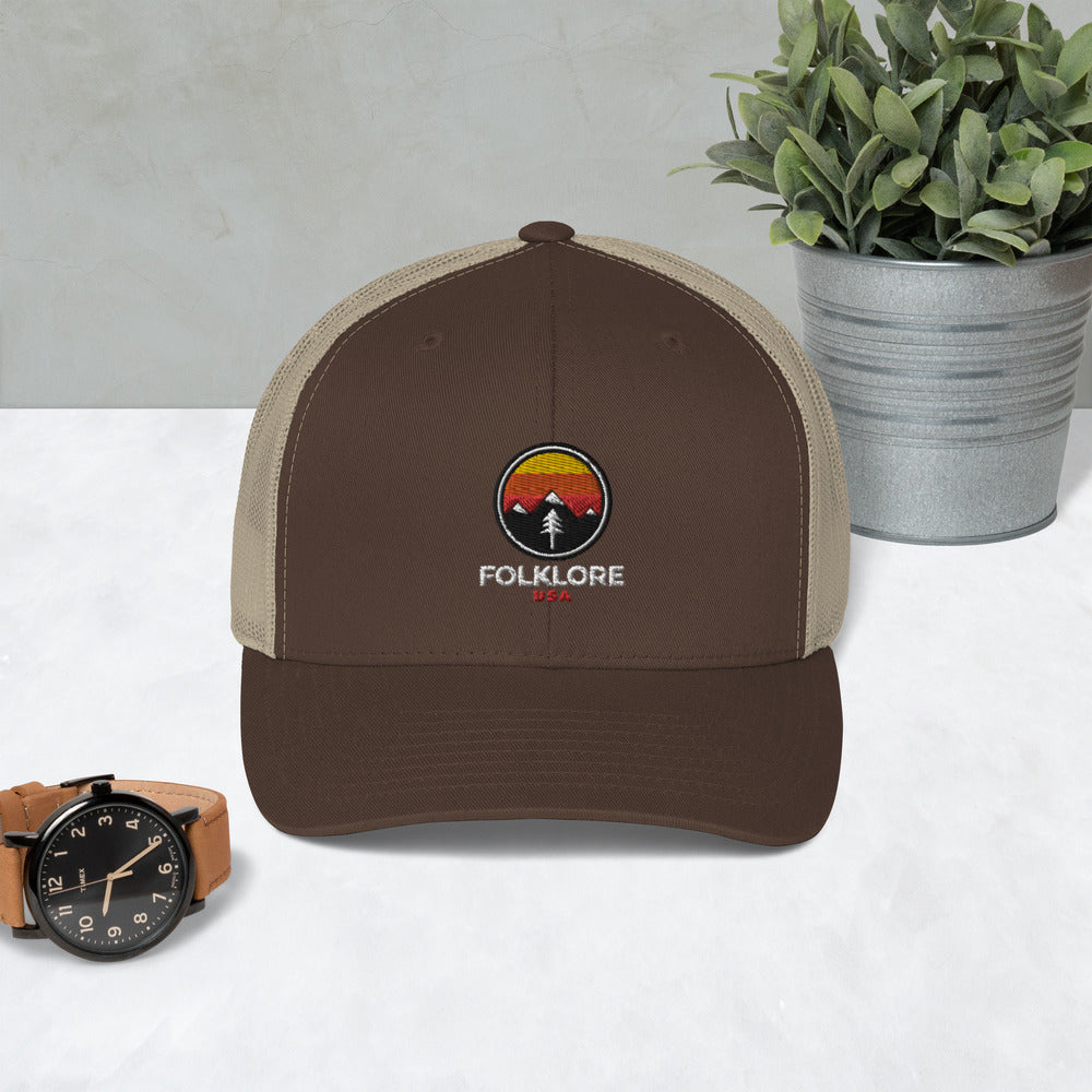 Folklore USA Camp Life Orange Trucker Cap