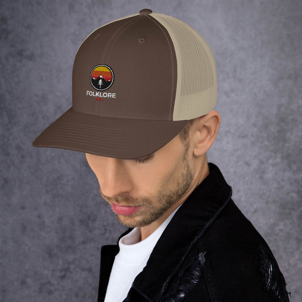 Folklore USA Camp Life Orange Trucker Cap