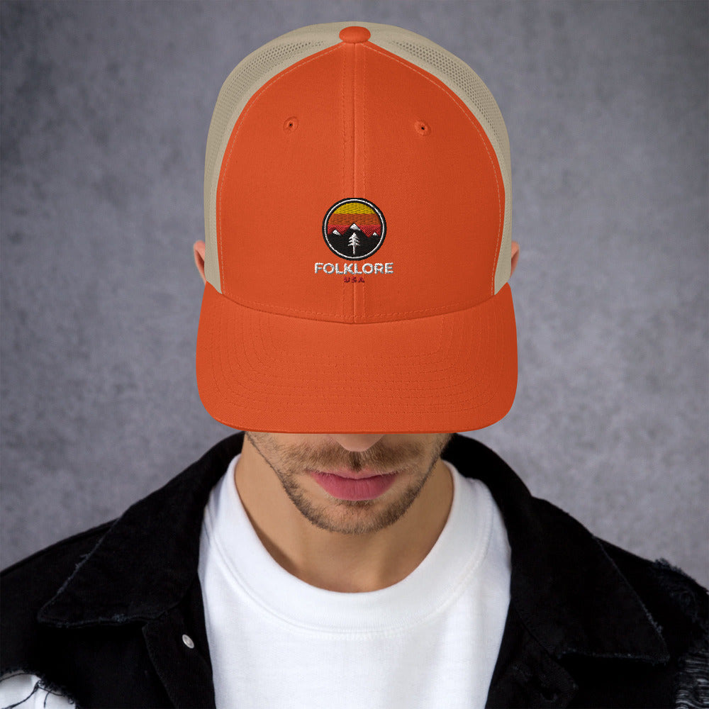 Folklore USA Camp Life Orange Trucker Cap