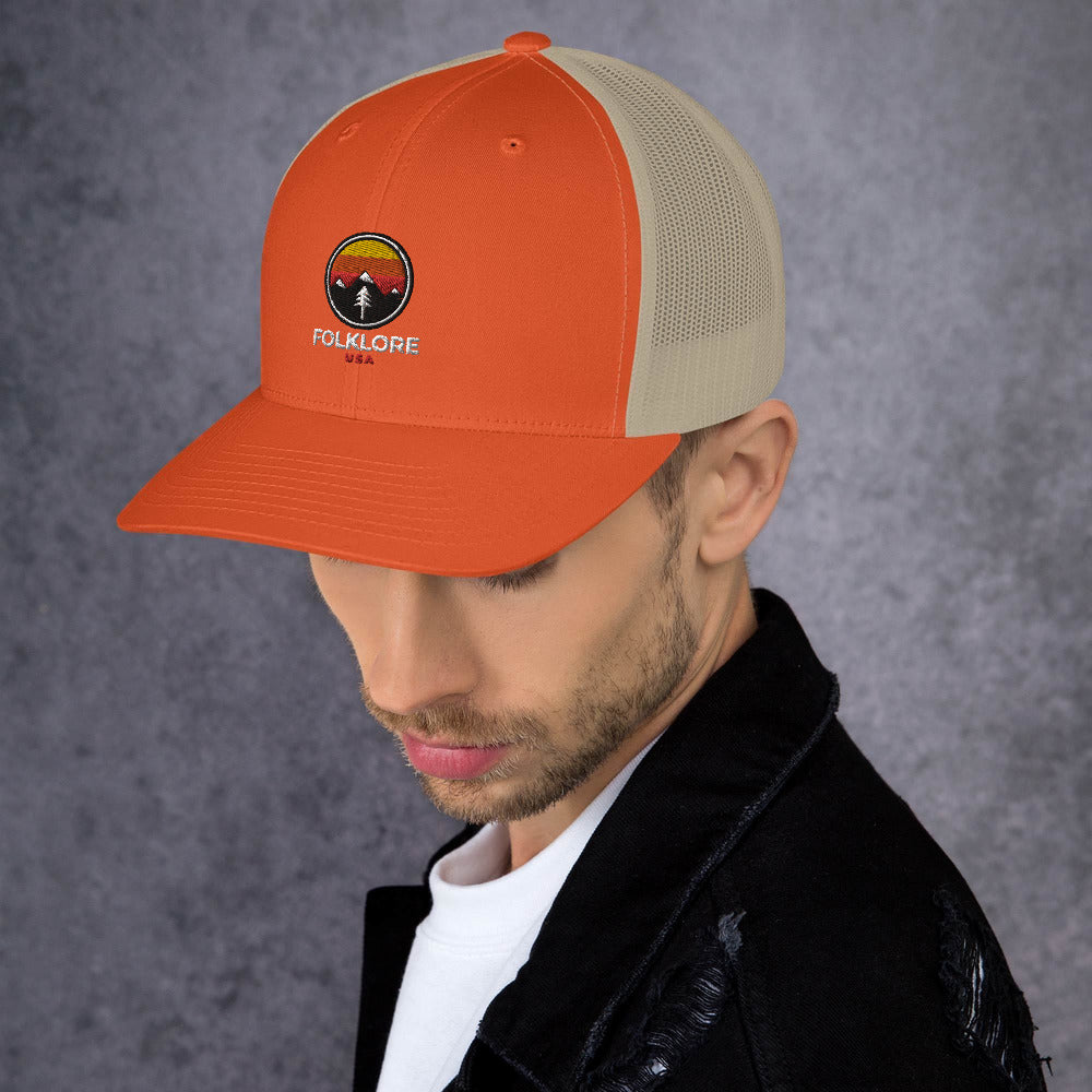 Folklore USA Camp Life Orange Trucker Cap
