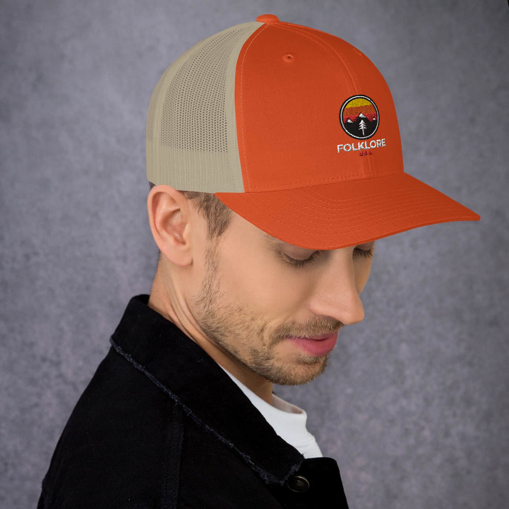 Folklore USA Camp Life Orange Trucker Cap