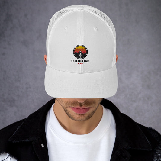 Folklore USA Camp Life Orange Trucker Cap (White)