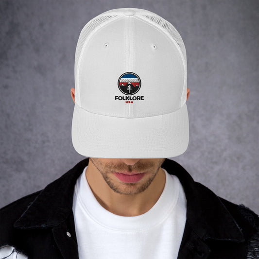 Folklore USA Camp Life Red White & Blue Trucker Cap (White)