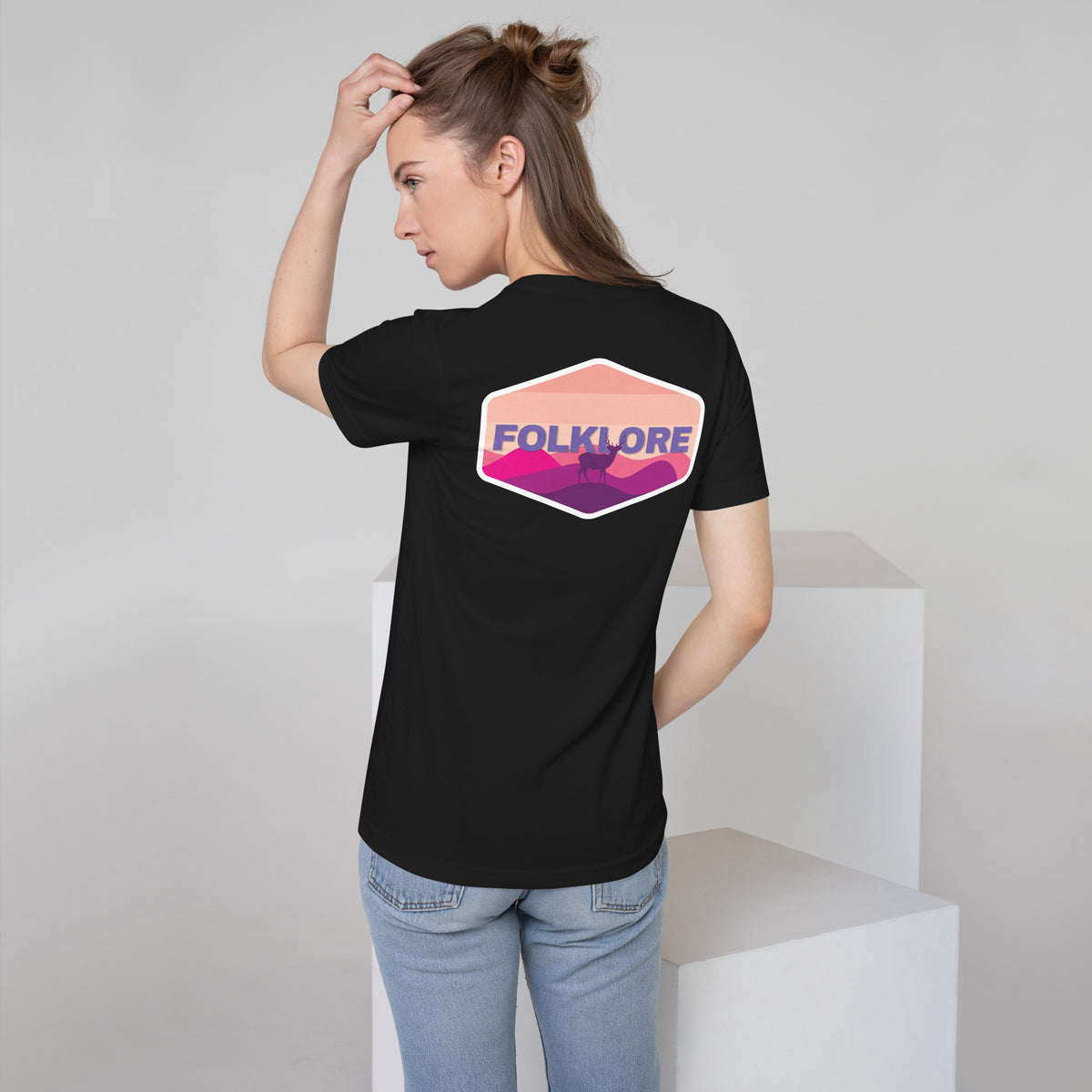 Outdoor Adventure Unisex Pocket Tee (Purple Reindeer)
